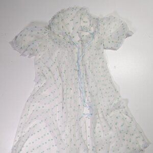 vintage peignoir lace robe Victorian night gown green polkadot